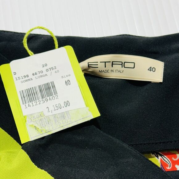 ETRO Women 40 US 4 Maxi Faux Wrap Skirt Multi Color Art Paisley Silk NWT $2,150 - Picture 3 of 6